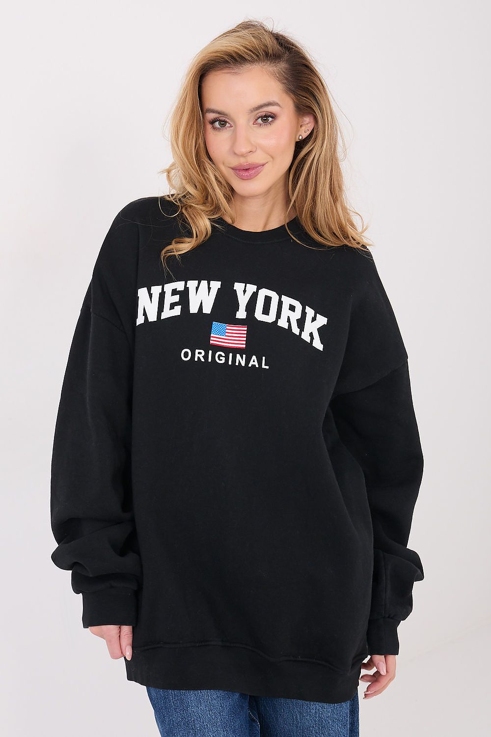Women's Sweatshirt Oversized Letter Print Lined Cotton Blend – Sweatshirt | GUOCALI