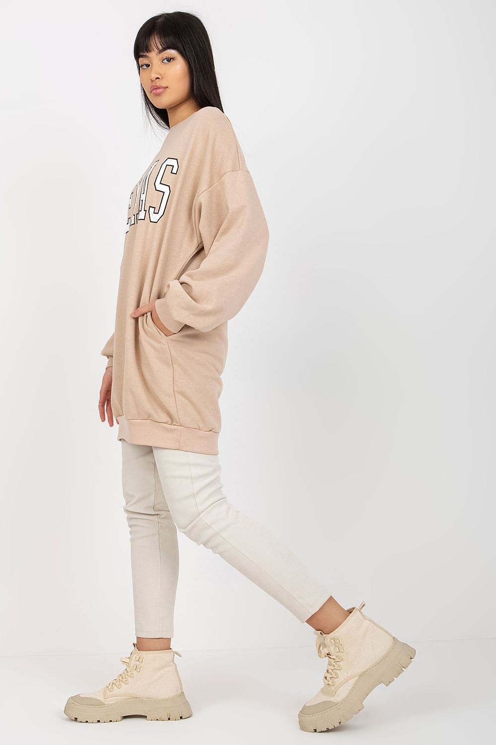 Women's Sweatshirt Oversized Longline College Print Side Pockets – Sweatshirt | GUOCALI – view 12