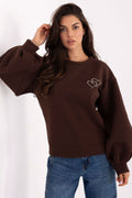 Women's Sweatshirt Puff Sleeves Back Cutout Embroidery – Sweatshirt | GUOCALI