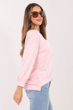 Women's sweatshirt pink regular fit casual view