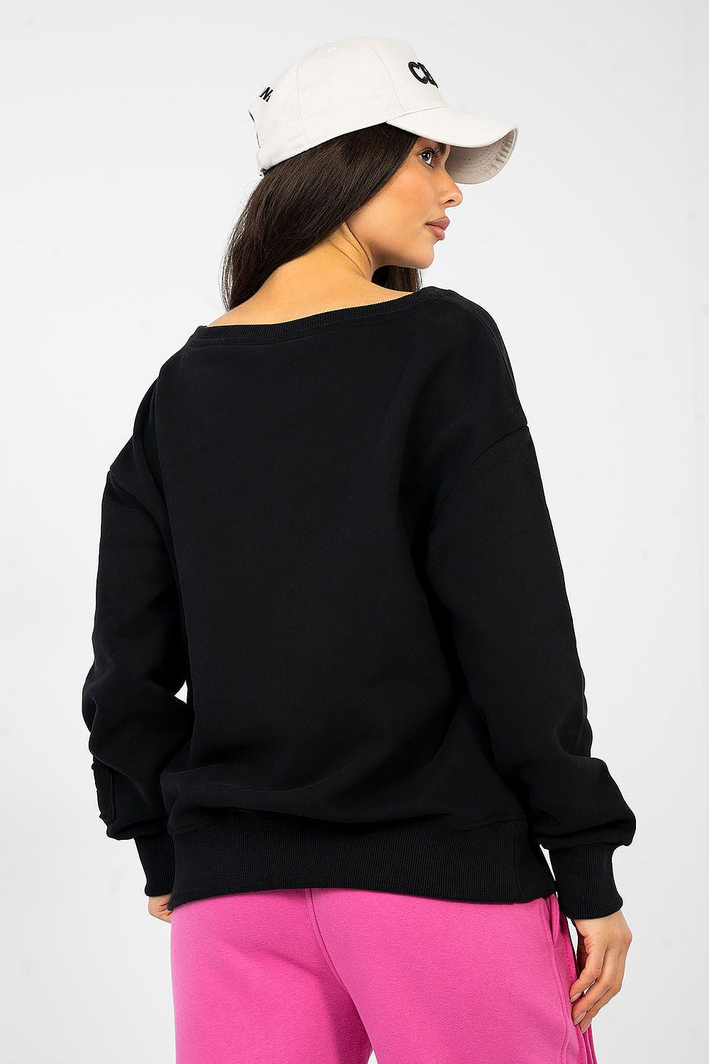 Women's Sweatshirt Sleeve Embroidery Cotton Blend – Sweatshirt | GUOCALI – view 3