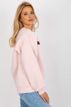 Women's sweatshirt pink striped crew neck detail view