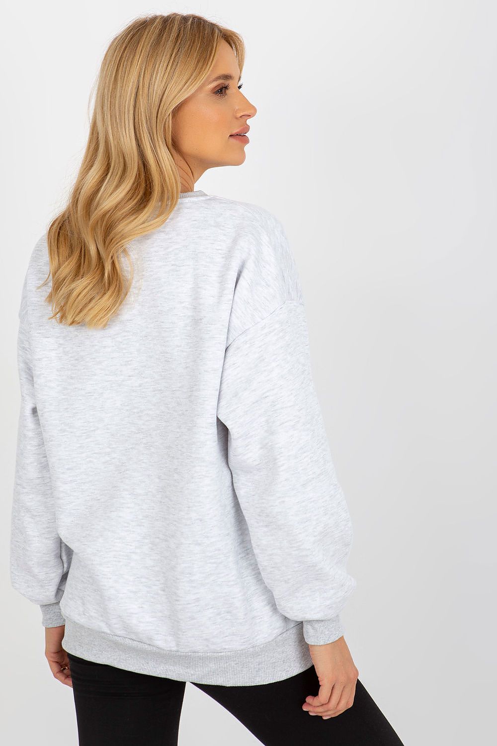 Women's Sweatshirt Striped Crew Neck Grey – Sweatshirt | GUOCALI – view 3
