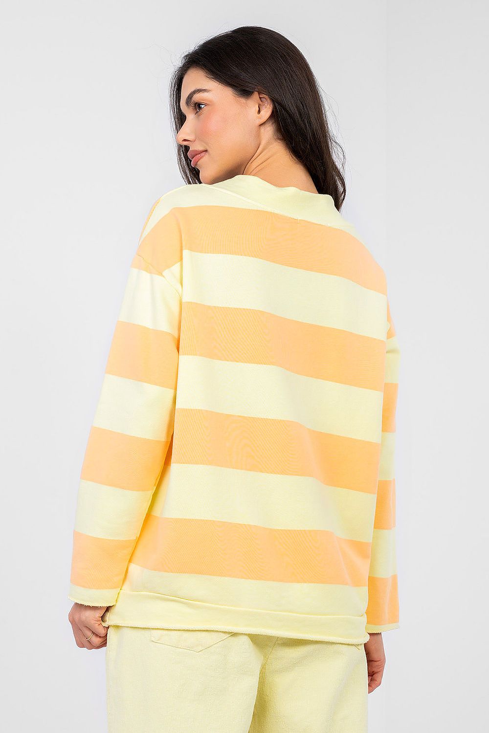 Women's Sweatshirt Striped Loose Fit Cotton Blend – Sweatshirt | GUOCALI – view 2