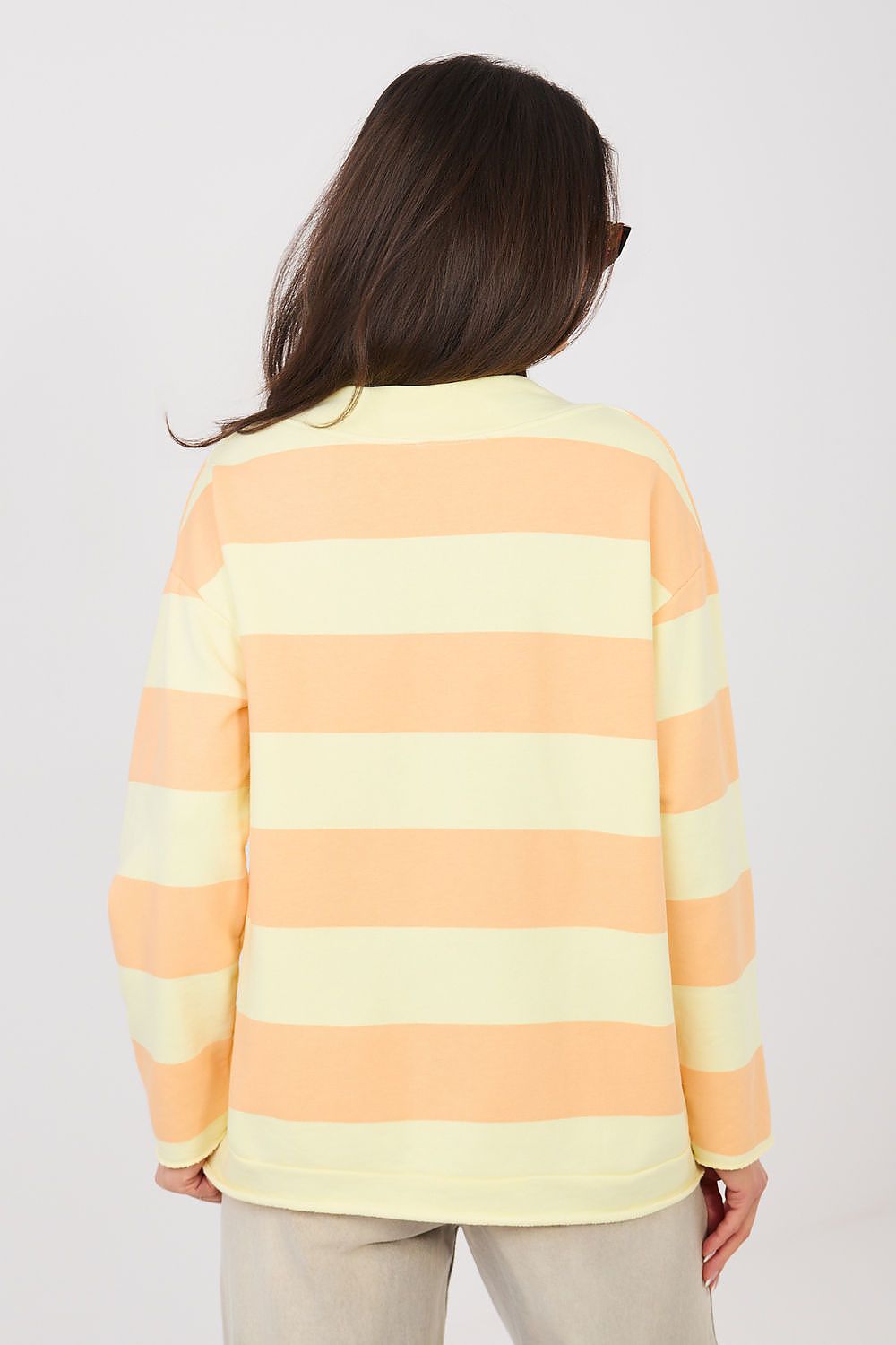 Women's Sweatshirt Striped Loose Fit Cotton Blend – Sweatshirt | GUOCALI – view 3