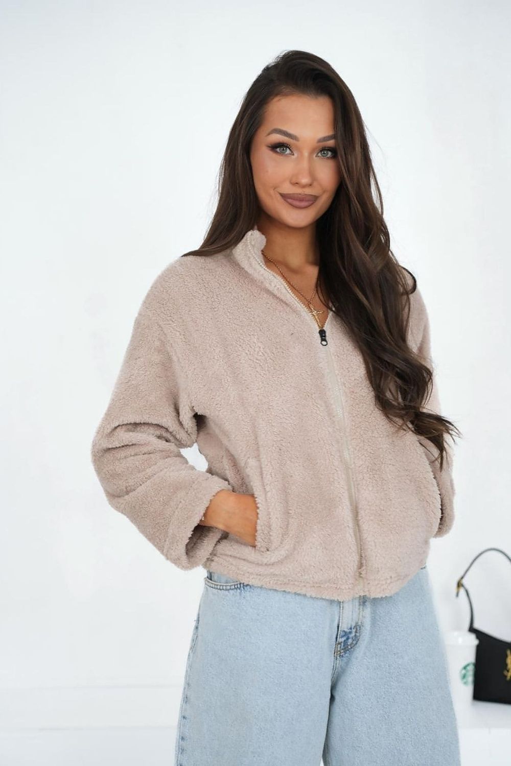 Women's Sweatshirt Teddy Full-Zip Stand Collar – Sweatshirt | GUOCALI – view 2