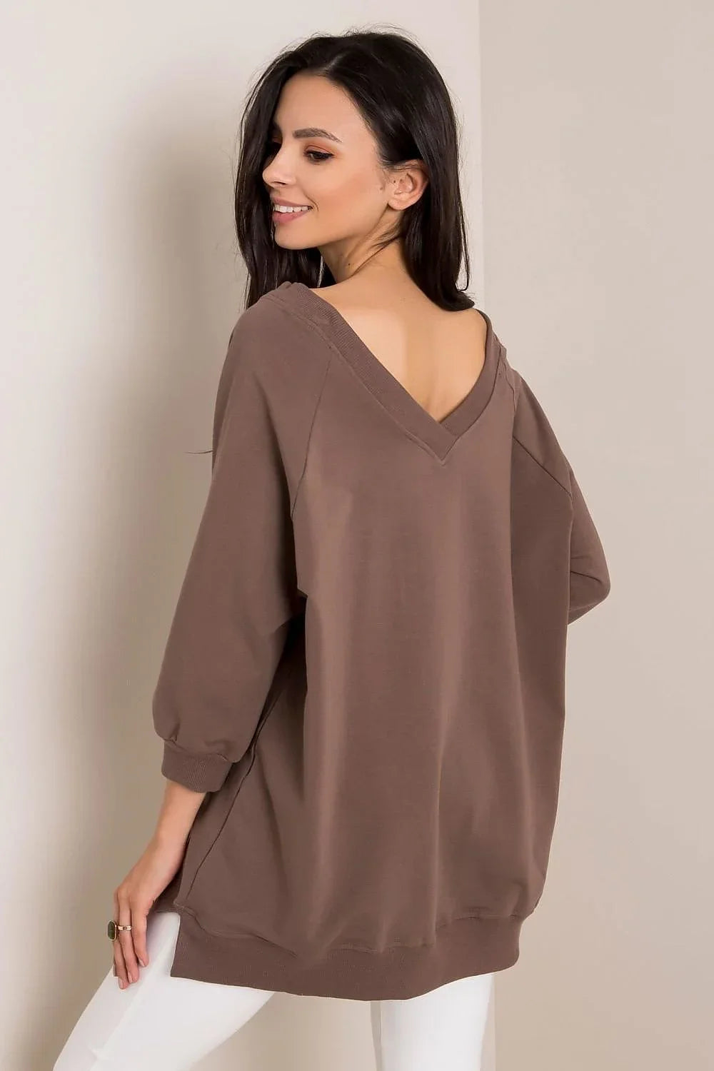Women's sweatshirt Oversized Solid Hip Length Pullover – view 8