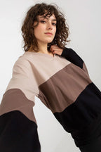 Women's sweatshirt Colorblock Hip Length Stretch Cotton – view 5