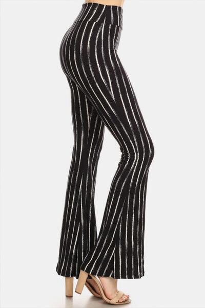 Leggings Depot Striped High Waist Flare Pants - Leggings - Guocali