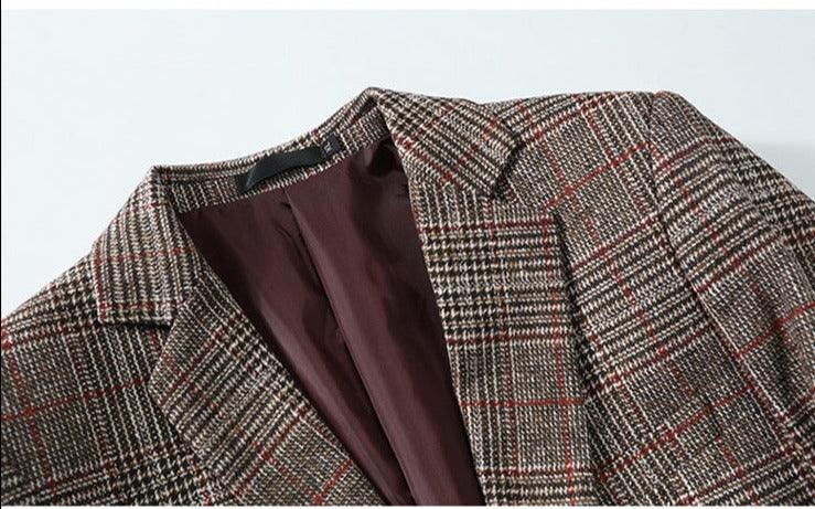 Men Blazer - Plaid Formal Blazer - Men Blazer - Guocali