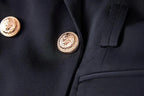Women Blazer - Structured - Double-Breasted, Belted - White -Guocali